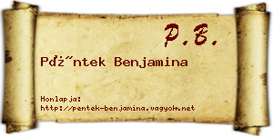 Péntek Benjamina névjegykártya